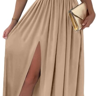 Womens 2024 Formal Dresses Wrap V-Neck Ruched Sexy Bridesmaid Wedding Guest Maxi Dresses